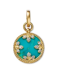 Roberto Coin 18K Yellow Gold Turquoise & Diamond Venetian Princess Medallion Pendant Necklace, 15-17