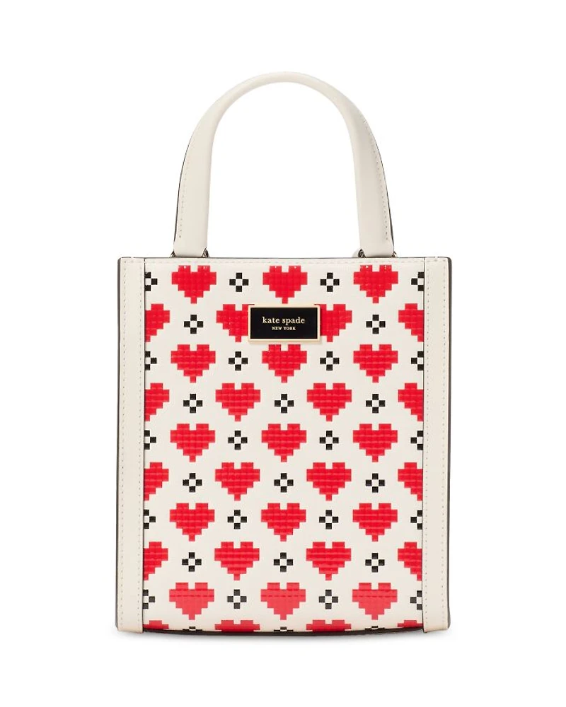 Manhattan Pixel Hearts Embossed Saffiano Leather Mini Tote