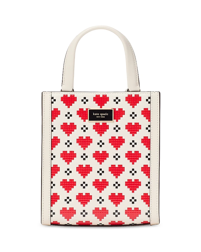 kate spade new york Manhattan Pixel Hearts Embossed Saffiano Leather Mini Tote