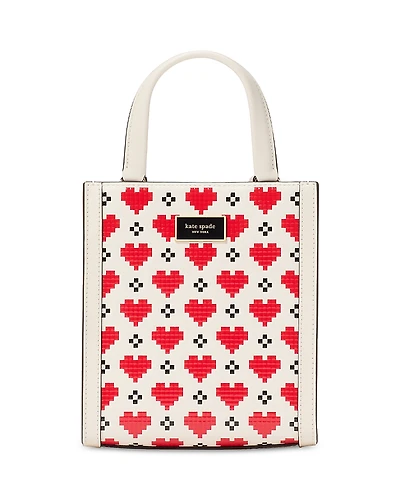 kate spade new york Manhattan Pixel Hearts Embossed Saffiano Leather Mini Tote