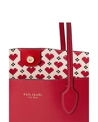 Bleecker Pixelated Hearts Pop Print Crossgrain Leather Large Tote
