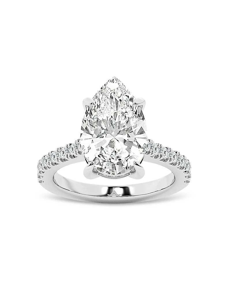 Bloomingdale's Fine Collection Lab Grown Pear & Round Cut Diamond Engagement Ring