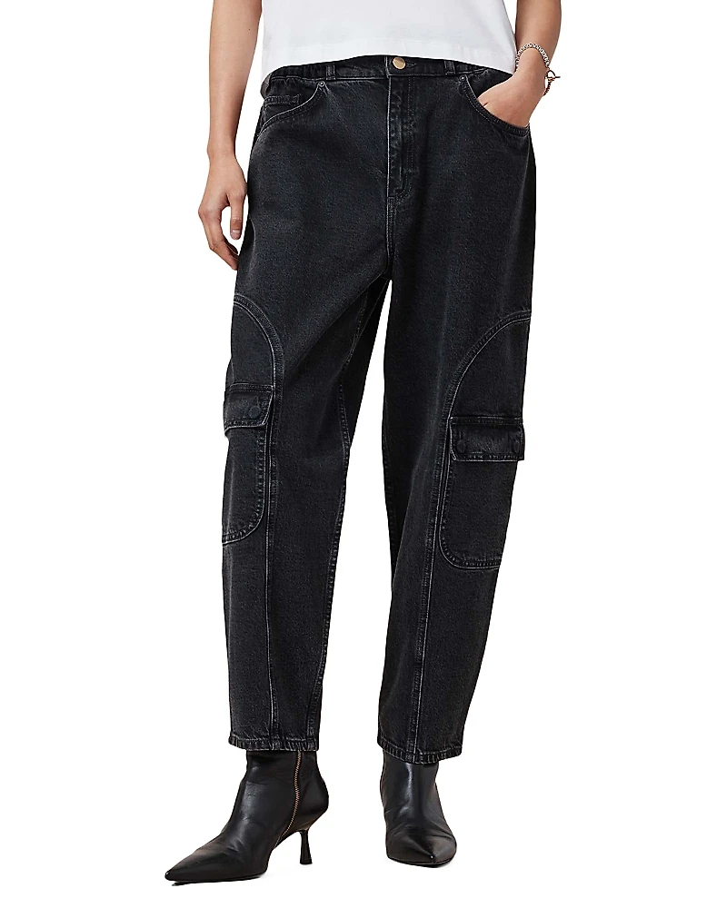 Allsaints Daisy Mae High Rise Cropped Tapered Cargo Jeans