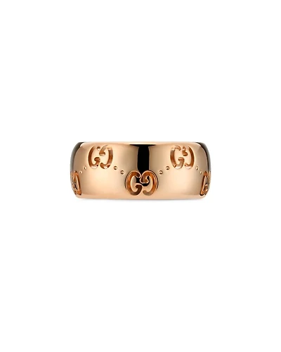 18K Rose Gold Icon Logo Wide Width Band