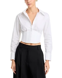 Alice and Olivia Edie Corset Button Down Top