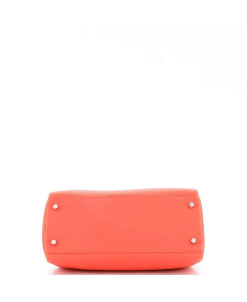 Kelly 28 Handbag Red Clemence with Palladium Hardware