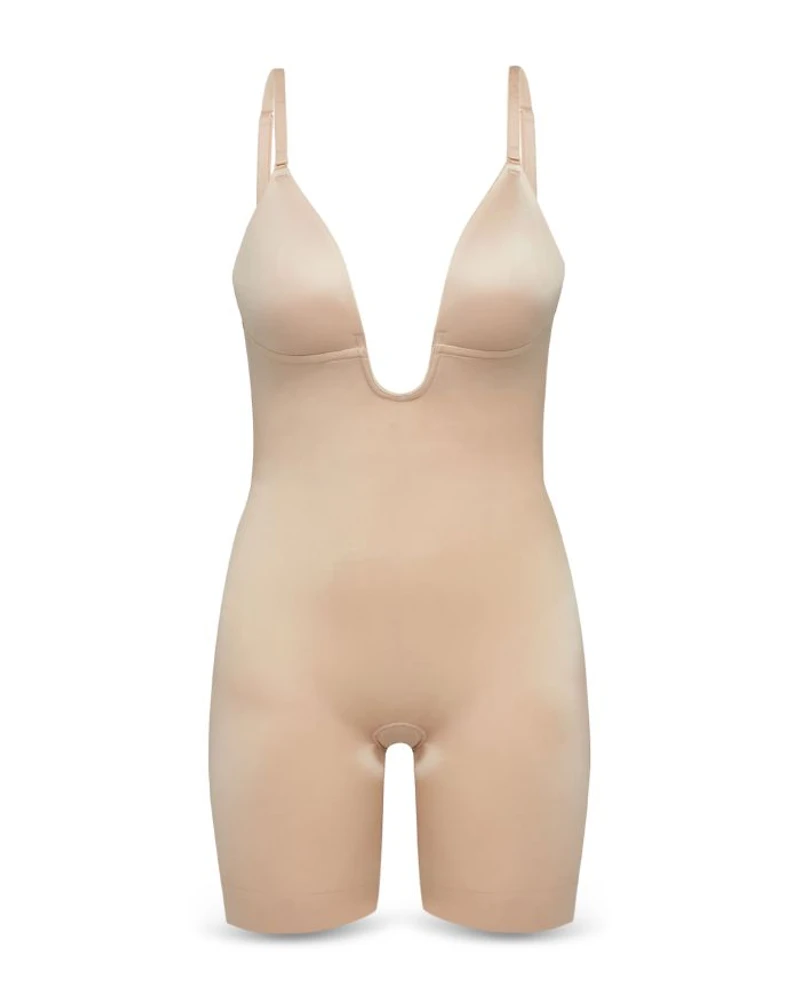 Suit Your Fancy Plunge Low-Back Mid-Thigh Bodysuit