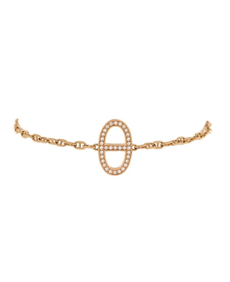 Chaine d'Ancre Contour Bracelet 18K Rose Gold with Diamonds