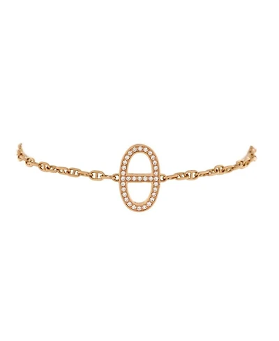 Chaine d'Ancre Contour Bracelet 18K Rose Gold with Diamonds
