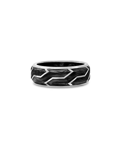 Men's 18K White Gold Forged Carbon 8.5mm Band