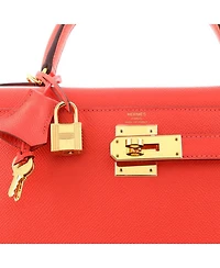 Pre-Owned HERMES Pre-Owned Hermes Kelly 28 Handbag Red Epsom with Gold Hardware