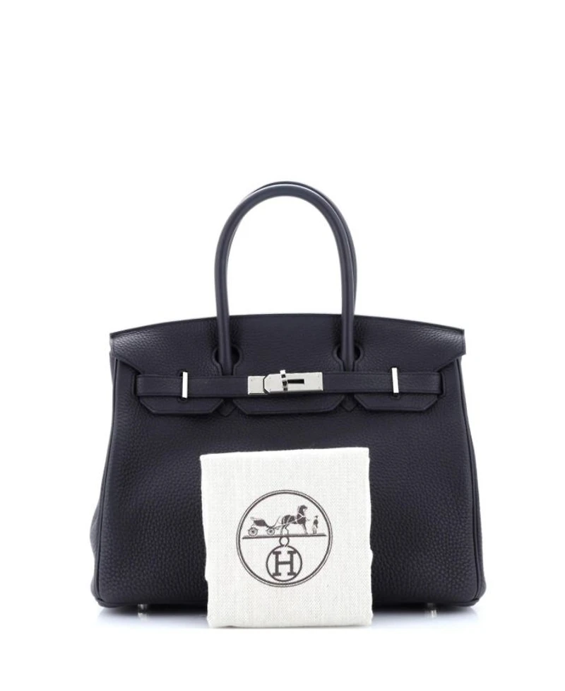 Pre-Owned HERMES Pre-Owned Hermes Birkin 30 Handbag Black Togo with Palladium Hardware