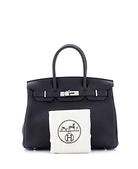 Pre-Owned HERMES Pre-Owned Hermes Birkin 30 Handbag Black Togo with Palladium Hardware
