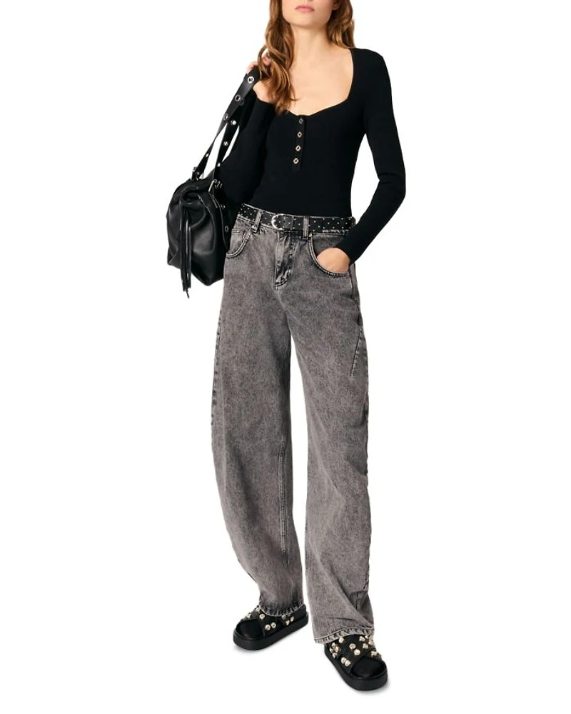 Low Neck Rib Knit Jumper