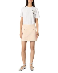 Short Tweed Effect Knit Skirt