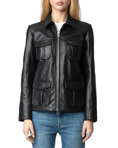 Lienna Embossed Leather Jacket