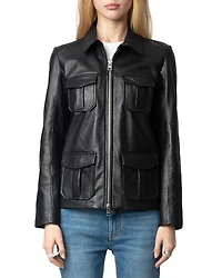 Lienna Embossed Leather Jacket