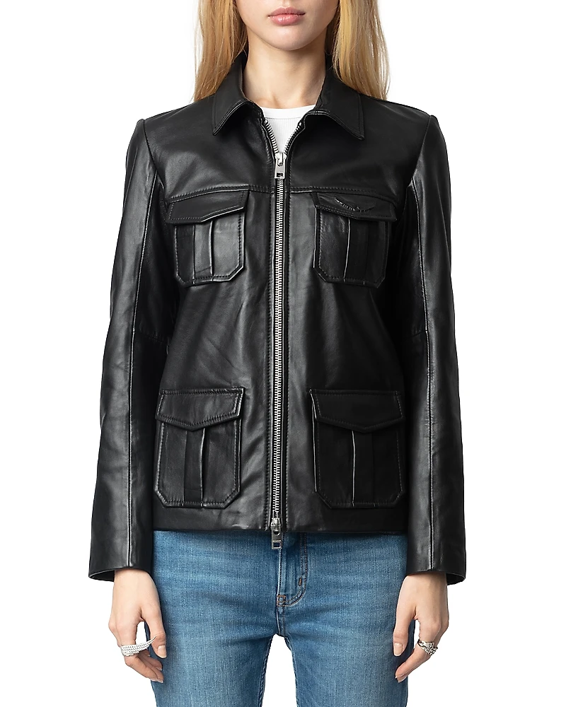 Zadig & Voltaire Lienna Embossed Leather Jacket