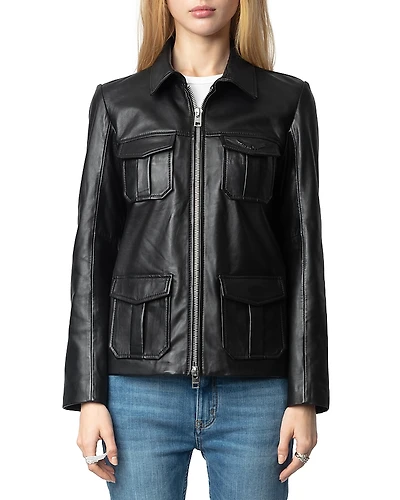 Zadig & Voltaire Lienna Embossed Leather Jacket