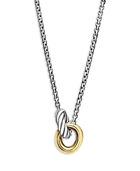 Petite Cable Linked Necklace in Sterling Silver with 14K Yellow Gold, 15-17"