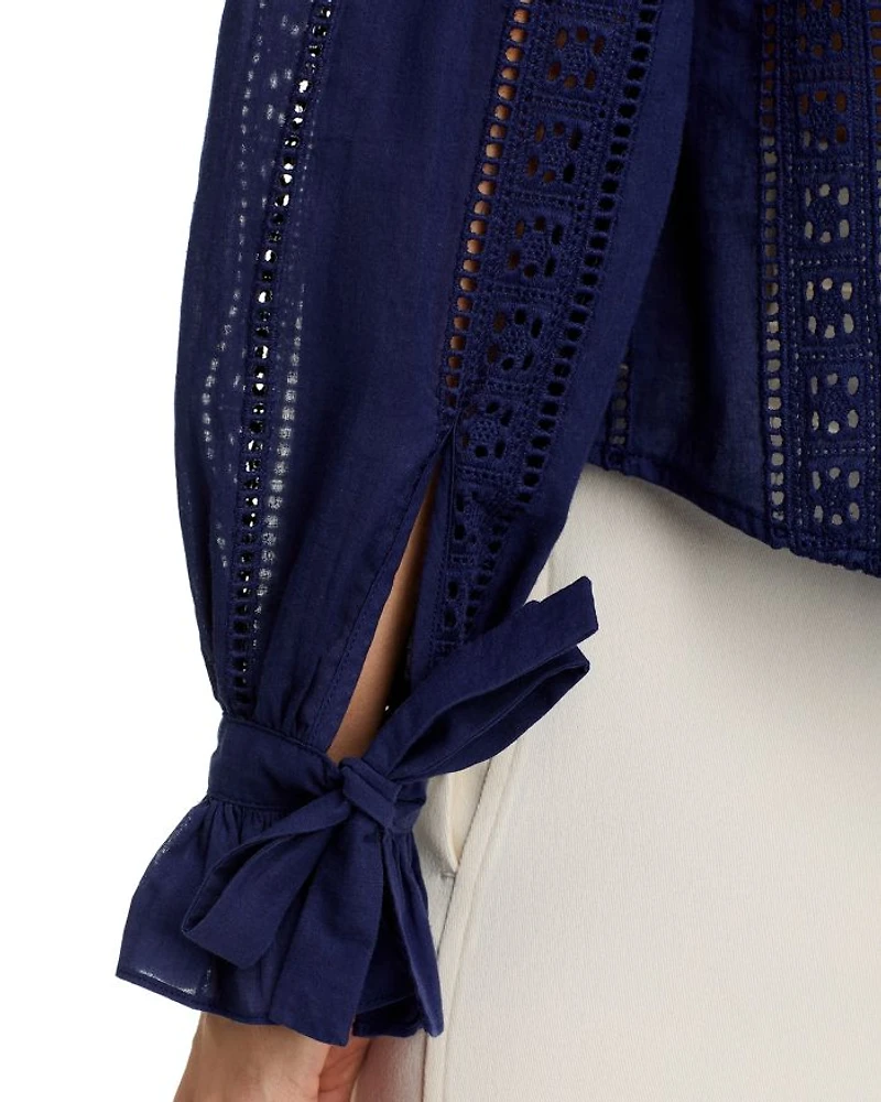 Cotton Lace Inset Blouse - Exclusive