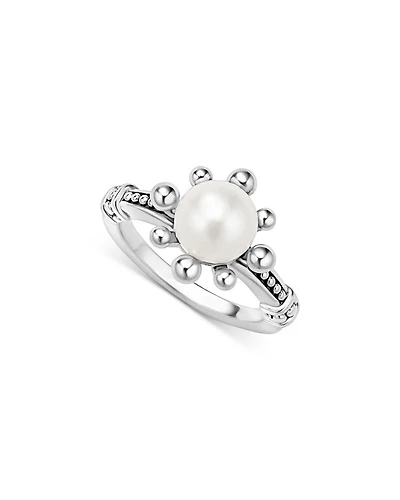 Sterling Silver Luna Cultured Pearl Fleur Ring