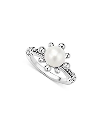 Lagos Sterling Silver Luna Cultured Pearl Fleur Ring