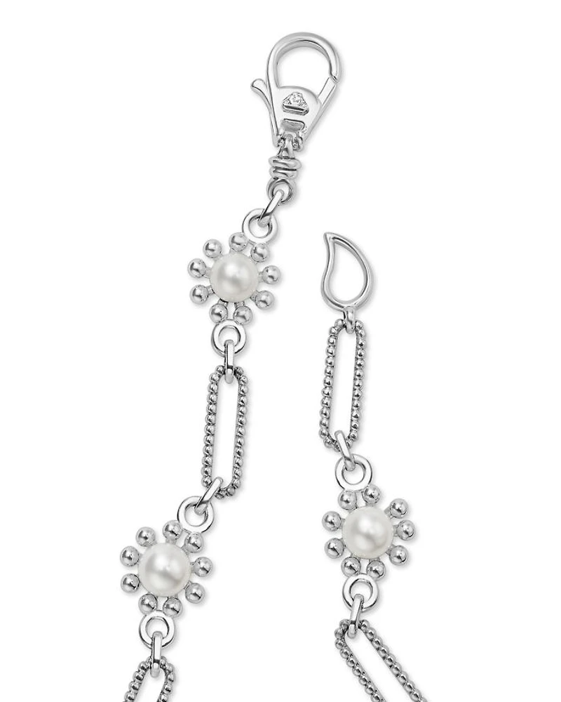 Sterling Silver Luna Cultured Pearl Fleur Link Necklace, 18"