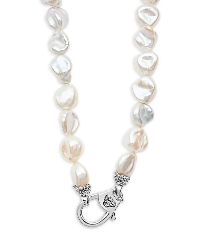 Sterling Silver Luna Keshi Pearl & Caviar Bead Long Strand Necklace, 34"