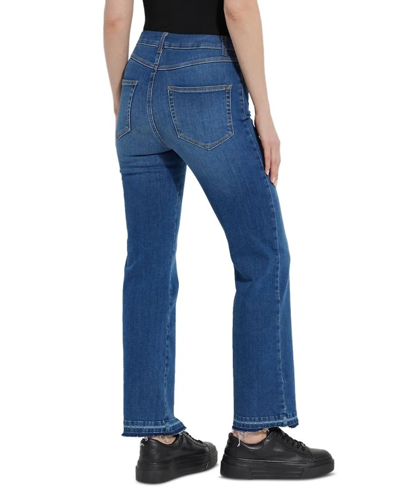 Premium Denim Relaxed High Rise Straight Jeans Authentic Midwash