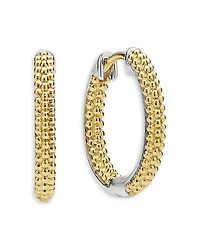 18K Yellow Gold & Sterling Silver Caviar Lux Hoop Earrings