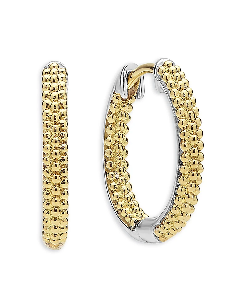 Lagos 18K Yellow Gold & Sterling Silver Caviar Lux Hoop Earrings