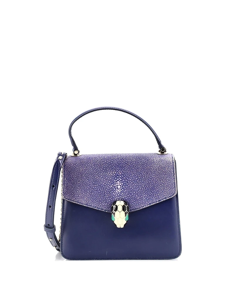 Pre-Owned Bvlgari Small Serpenti Forever Top Handle Bag Leather and Stingray