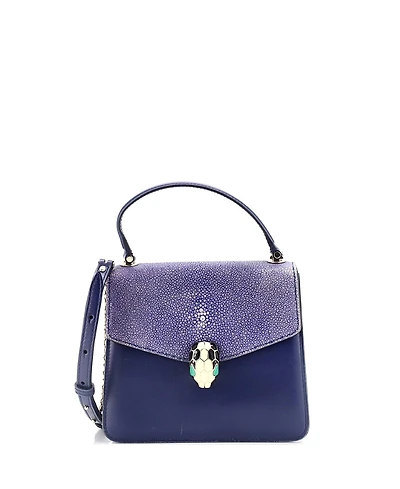 Pre-Owned Bvlgari Small Serpenti Forever Top Handle Bag Leather and Stingray