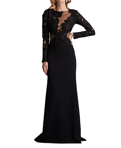 Tadashi Shoji Caselle Embroidered Illusion Bodice Gown