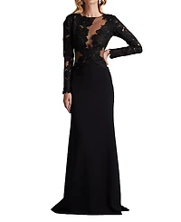 Tadashi Shoji Caselle Embroidered Illusion Bodice Gown