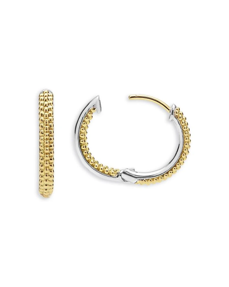 18K Yellow Gold & Sterling Silver Caviar Lux Hoop Earrings