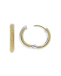 18K Yellow Gold & Sterling Silver Caviar Lux Hoop Earrings