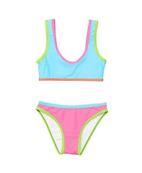 Snapper Rock Girls' Candy Colorblock Crop Bikini - Little Kid, Big Kid
