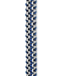 Woven Box Chain Bracelet Sterling Silver with Blue Nylon, 10mm