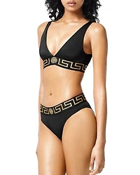 Greca Print Bikini Top