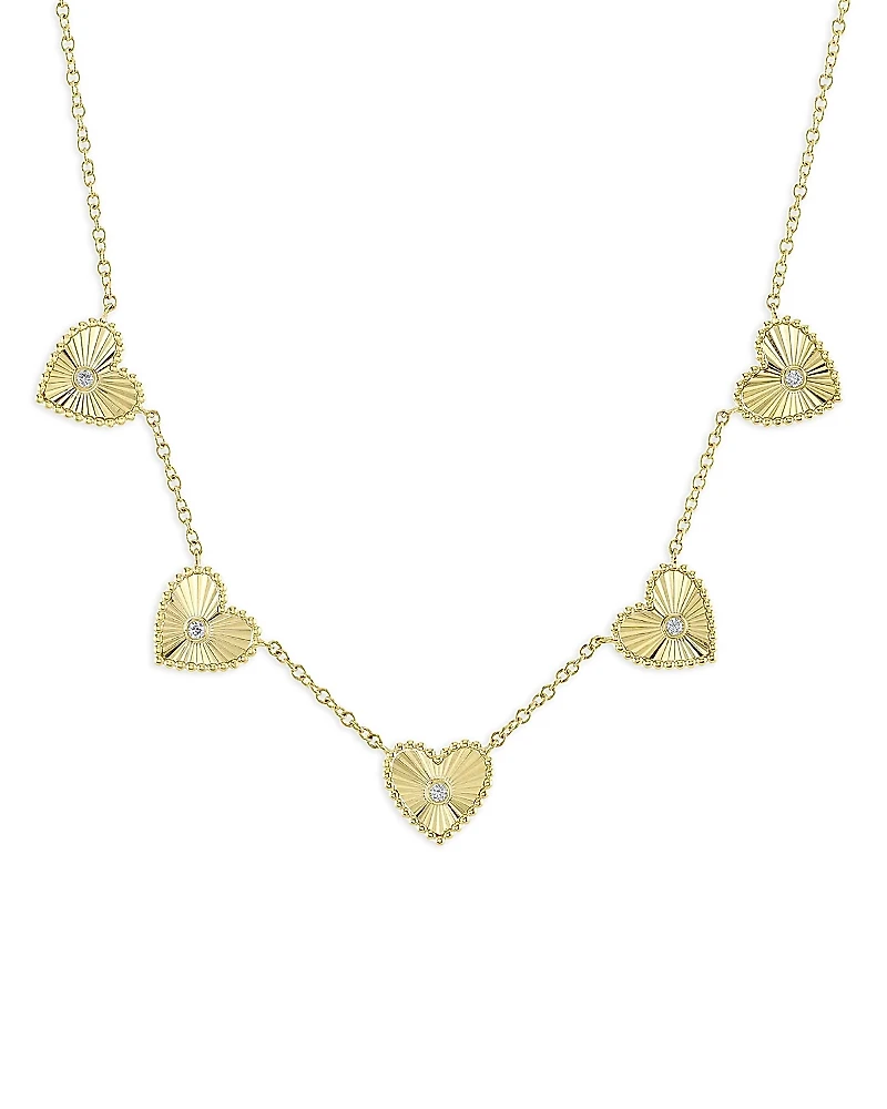 Shy Creation 14K Yellow Gold Kate Diamond Bezel Heart Collar Necklace, 18