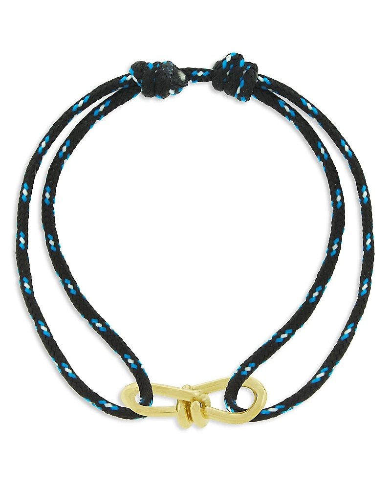 Luis Morais Men's 14K Yellow Gold Large Twisted Wire Navy Blue Cord Bracelet