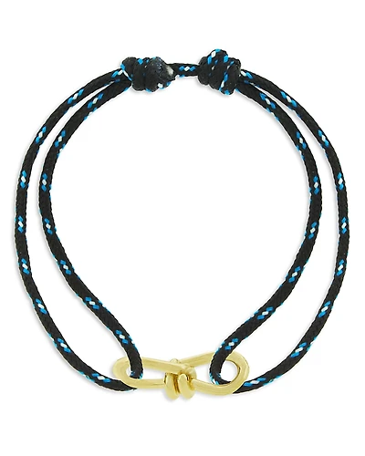 Luis Morais Men's 14K Yellow Gold Large Twisted Wire Navy Blue Cord Bracelet