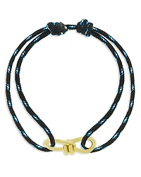Luis Morais Men's 14K Yellow Gold Large Twisted Wire Navy Blue Cord Bracelet