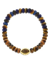 Luis Morais Men's 14K Yellow Gold Citrine Eye of the Idol Tiger's Eye & Lapis Beaded Bracelet