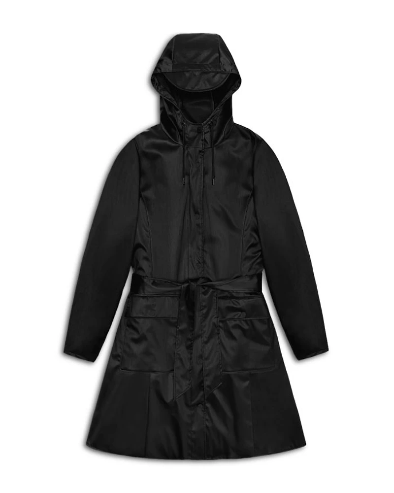 Curve Hooded Belted Waterproof Jacket