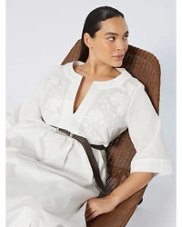 Uscita Opossum Embroidered Split V Neck Dress