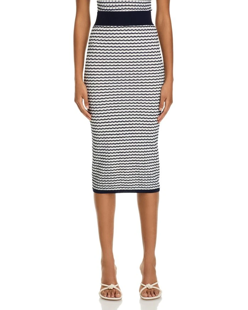 Wavy Striped Midi Skirt