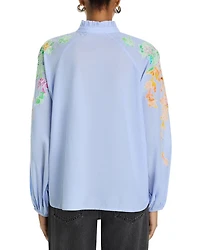 Printed Mandarin Collar Blouse